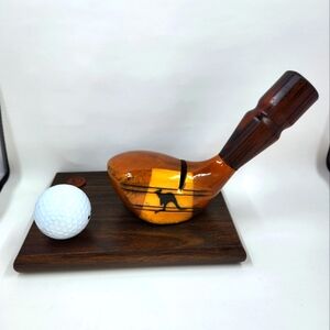 Vintage Pal Joey Kangaroo Wood Golf CLUB business Card & Pen Holder Office Desk